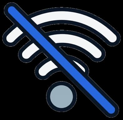 A wifi symbol struck through